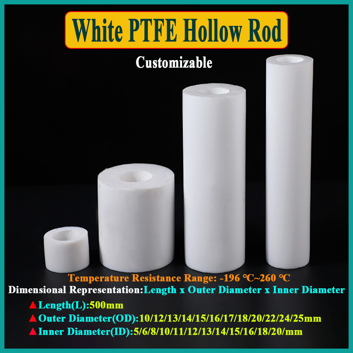 Ptfe Tube - Tube de douille en polytétrafluoroéthylène, tige