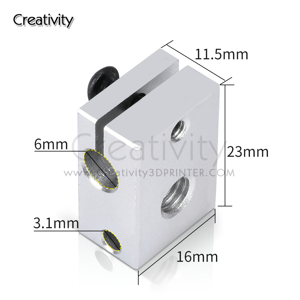 Bloc chauffant V6 PT100 en cui - Direct Drive Extruder avis et prix